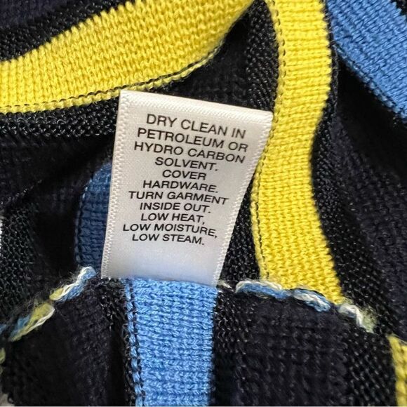 St. John‎ Blue and Yellow Striped Knit Side Slit Sweater - L - Picture 11 of 12